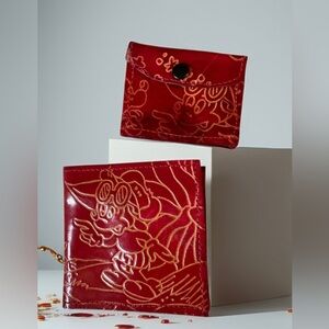 Disney’s Mickey & Minnie Mouse Red Tooled Wallet & Coin Pouch Set
